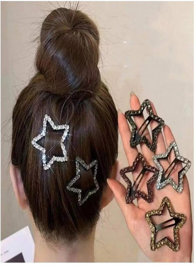 EvoNest Set Of 4 Shimmered Star Detailed Tic Tac Clips for Kids & Girls | Stylish Hair Accessories Side Pin for Girl | Cute Tictacs Hair Clip Pin for Kids - Multi Colour (6Y) - Image 2