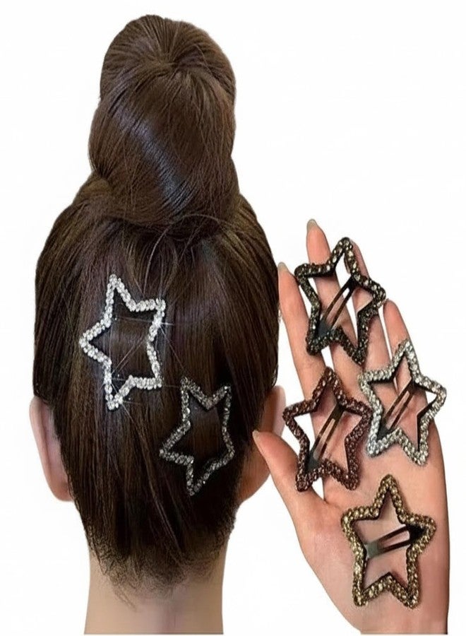 EvoNest Set Of 4 Shimmered Star Detailed Tic Tac Clips for Kids & Girls | Stylish Hair Accessories Side Pin for Girl | Cute Tictacs Hair Clip Pin for Kids - Multi Colour (6Y) - Image 1