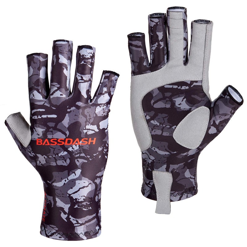 BASSDASH ALTIMATE Fishing Gloves Sun Protection Fingerless Hunting UPF 50+ Menâ€™s Womenâ€™s UV Gloves - Image 1