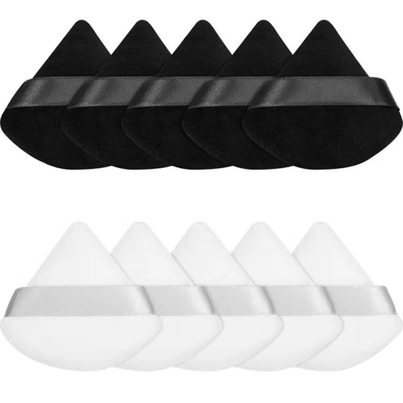 TATORERA 10pcs Triangle Powder Puffs,Makeup Powder Puffs Soft,Soft Cosmetic Powder Puff,Makeup Sponge Tools for Applying Loose Powder/Dry Powder/Liquid Foundation/Mineral (Black&White)