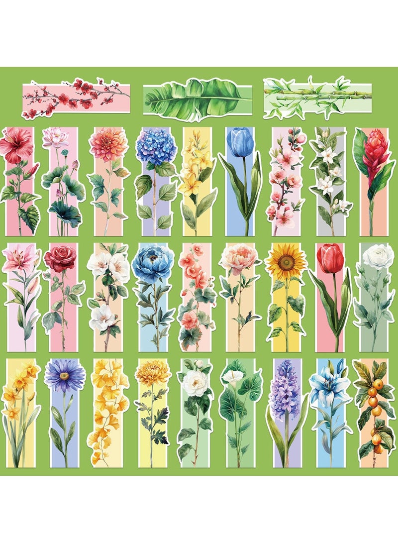 30 قطعة من علامات الكتب الورقية السميكة على شكل زهور ملونة، علامة كتب للكتابة لمحبي الكتب الحرفية والقراء والنساء والأطفال والمراهقين، كتابة يوميات فنية يدوية الصنع - Image 1