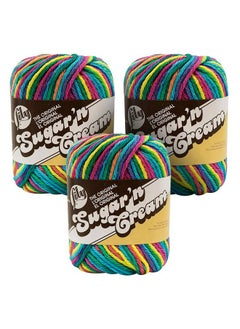 Sugar'N Cream Ombre Yarn (4) Medium Gauge 100% Cotton 2 Oz Psychedelic (3 Pack)