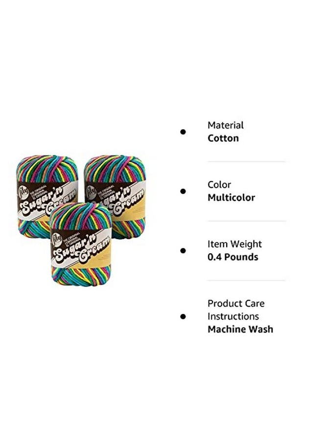 Lily - Sugar'N Cream Ombre Yarn (4) Medium Gauge 100% Cotton 2 Oz Psychedelic (3 Pack) - Image 1