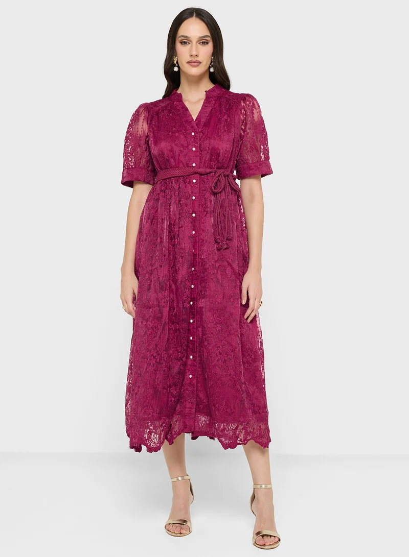 Khizana Puff Sleeve Lace Dress