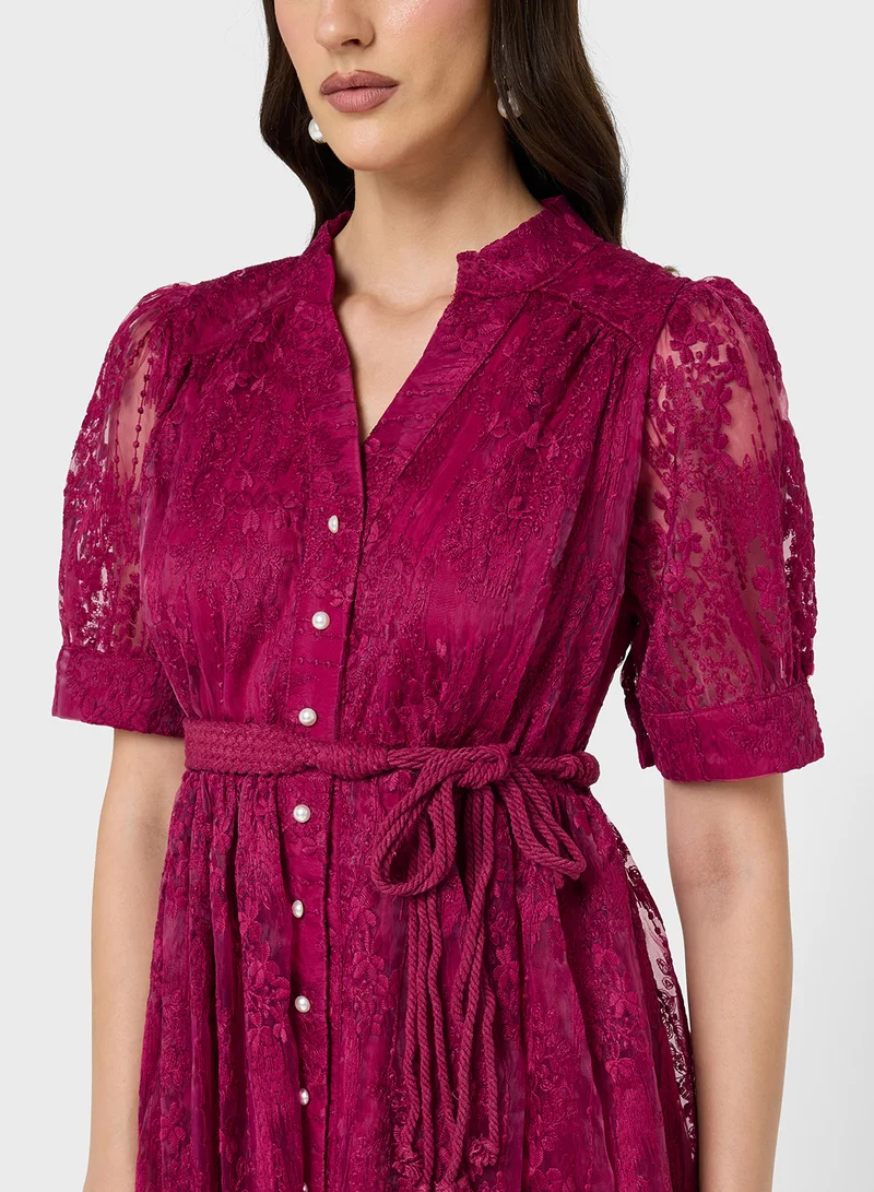 Khizana Puff Sleeve Lace Dress