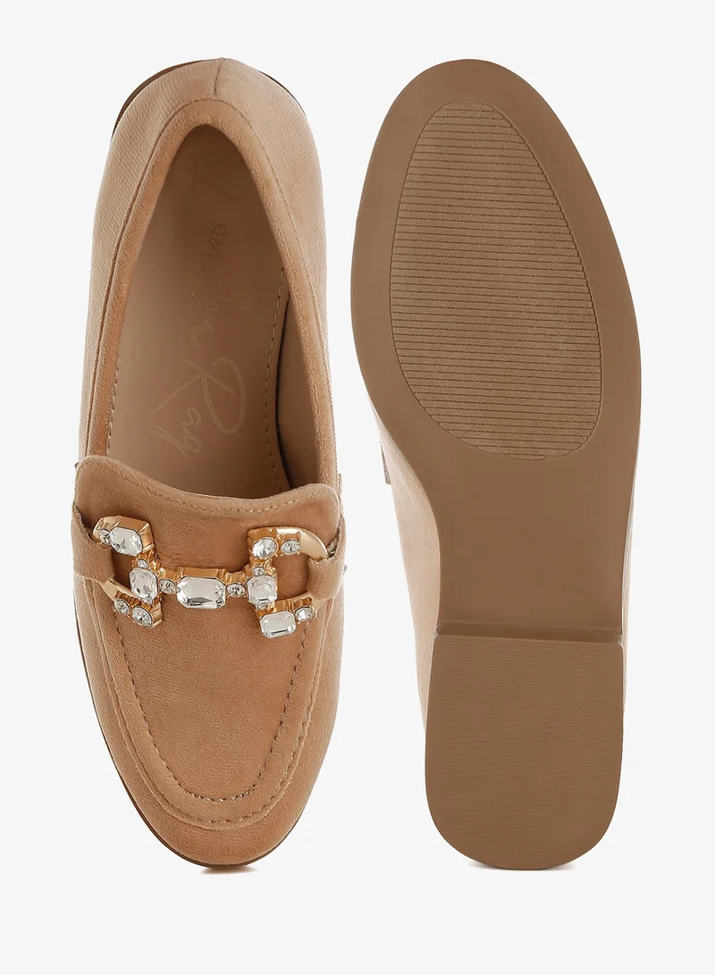 London Rag Beige London Rag Women's Diamante Embellished Horsebit Loafers in Beige for Women | Best Price UAE