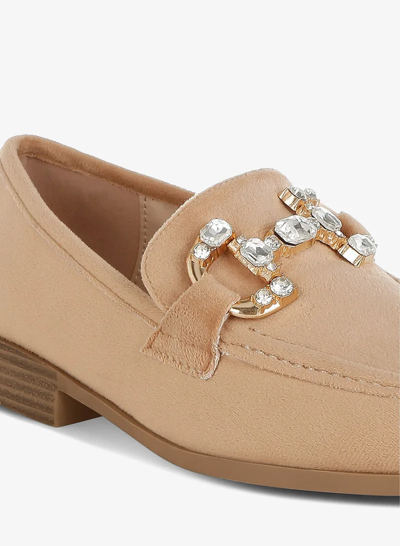 London Rag Beige London Rag Women's Diamante Embellished Horsebit Loafers in Beige for Women | Best Price UAE