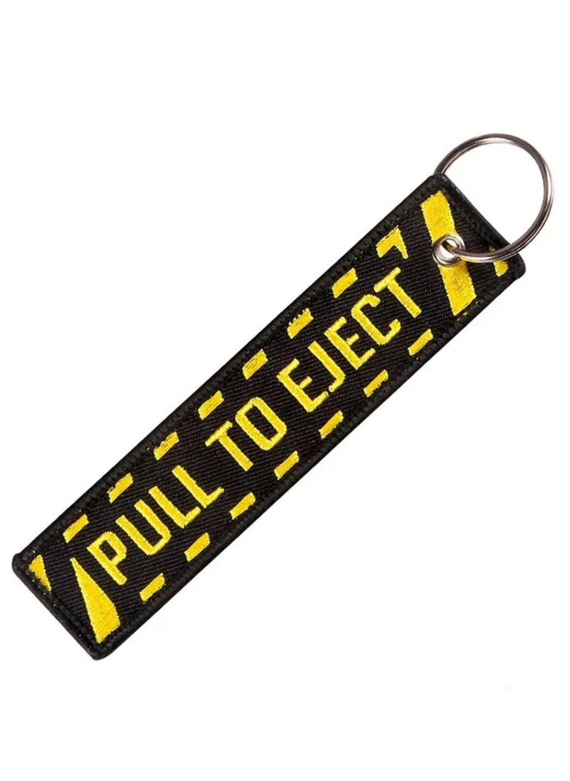 SOLDOUT Double Sided Embroidery Flight Crew Captain Pilot Keychain Keyring For Motorcycles, Cars, Bag, Key Fobs Fashion (Pull to Eject)  - Image 1