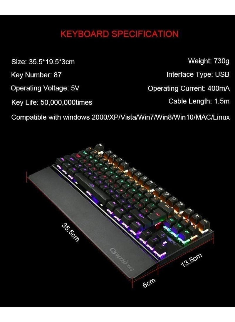 LIMOS - K28 Backlit Gaming Mechanical Keyboard Colorful Led Usb Wired Game Keyboard, Black - Image 1