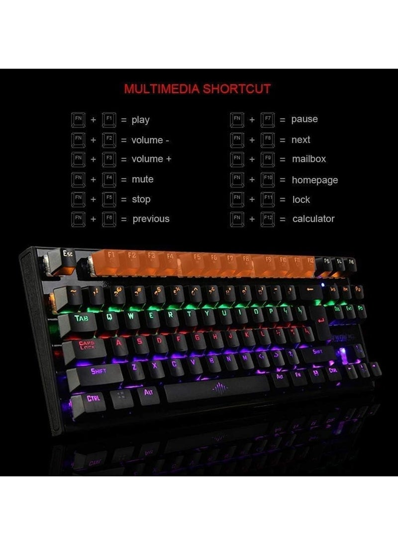 LIMOS - K28 Backlit Gaming Mechanical Keyboard Colorful Led Usb Wired Game Keyboard, Black - Image 1