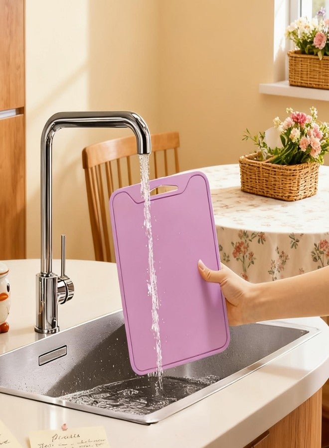 Jerliflyer Silicone Cutting Board,8.6 * 11.8in BPA Free Flexible Kitchen Chopping Board for Meat, Vegetables and Fruit,Dishwasher Safe(Deep Purple) - Image 5