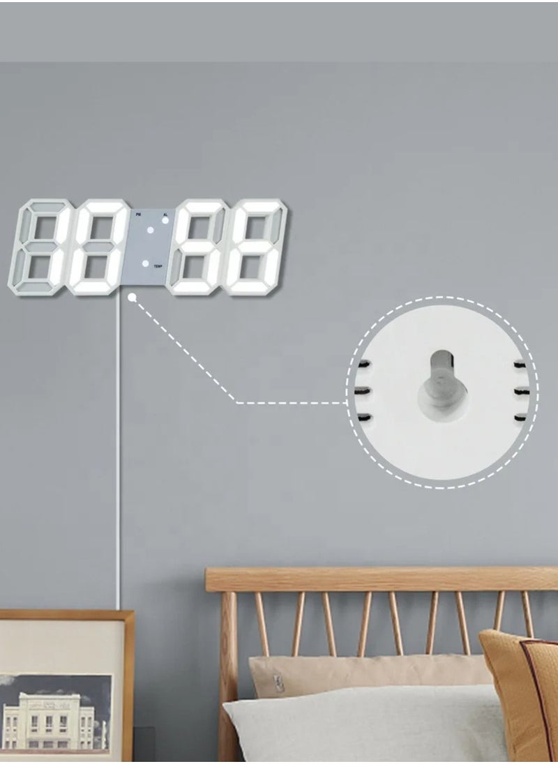 ف.ا.م.س - ساعة حائط رقمية ثلاثية الأبعاد LED للمنزل والمكتب - عرض الوقت والتاريخ ودرجة الحرارة - ديكور أنيق وعملي للمنزل والمكتب - Image 1