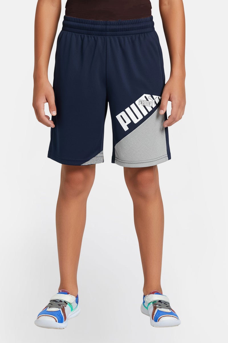PUMA Kids Boy Drawstring Training Shorts, Navy - Image 1