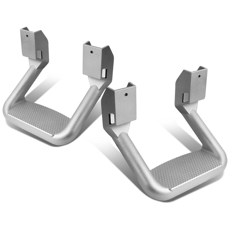 Auto Dynasty 1 Inches Universal Side Step with Mounting Brackets for Pickups Trucks Aluminum Silver Powder Coated Set of 2
