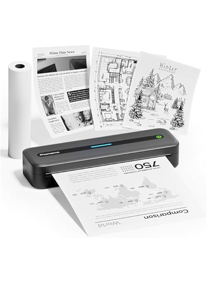 فوميمو m832 طابعة محمولة ، ترقية طابعة محمولة لاسلكية السفر ، وتقنية بلوتوث طابعة حبر مجاني يدعم 8.5 ' x 11 ' us رسالة ، طابعة حرارية متنقلة متوافقة مع الهواتف المحمولة وأجهزة الكمبيوتر المحمولة ، 300dpi - Image 1