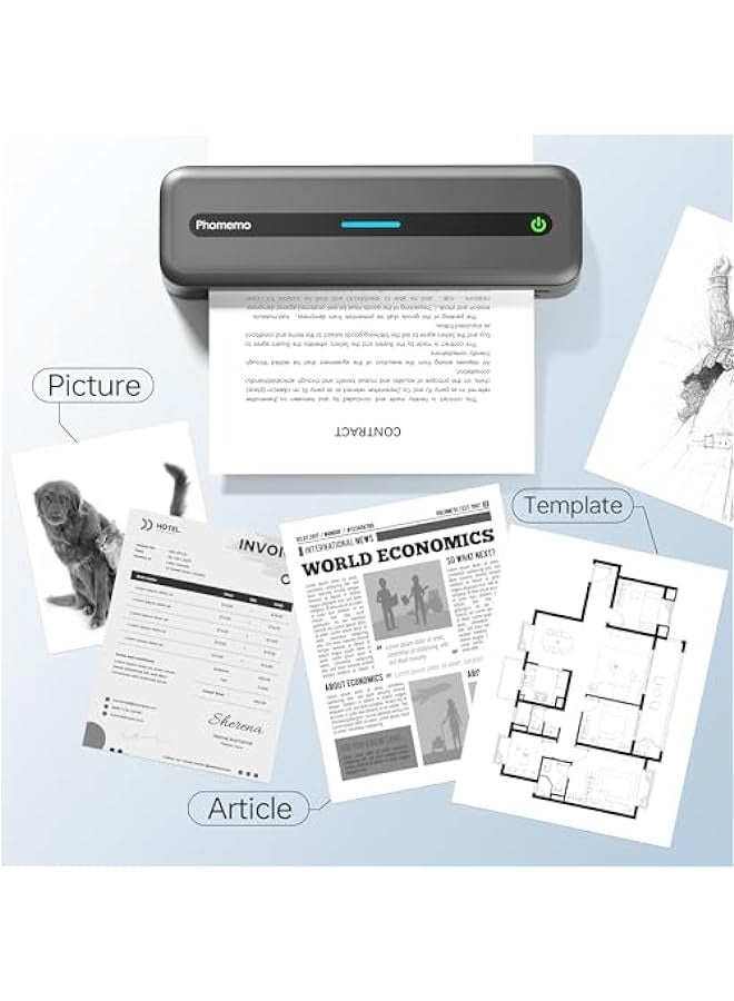 فوميمو m832 طابعة محمولة ، ترقية طابعة محمولة لاسلكية السفر ، وتقنية بلوتوث طابعة حبر مجاني يدعم 8.5 ' x 11 ' us رسالة ، طابعة حرارية متنقلة متوافقة مع الهواتف المحمولة وأجهزة الكمبيوتر المحمولة ، 300dpi - Image 5