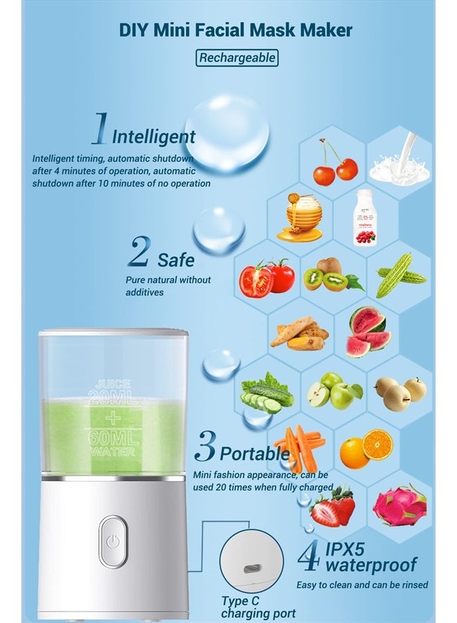 WAONIQ Face Mask Maker Machine, DIY Natural Fruit & Vegetable Mask with 32Pcs Collagen, Automatic Facial Skin Care Machine for SPA Treatments (Rechargeable) - Image 2