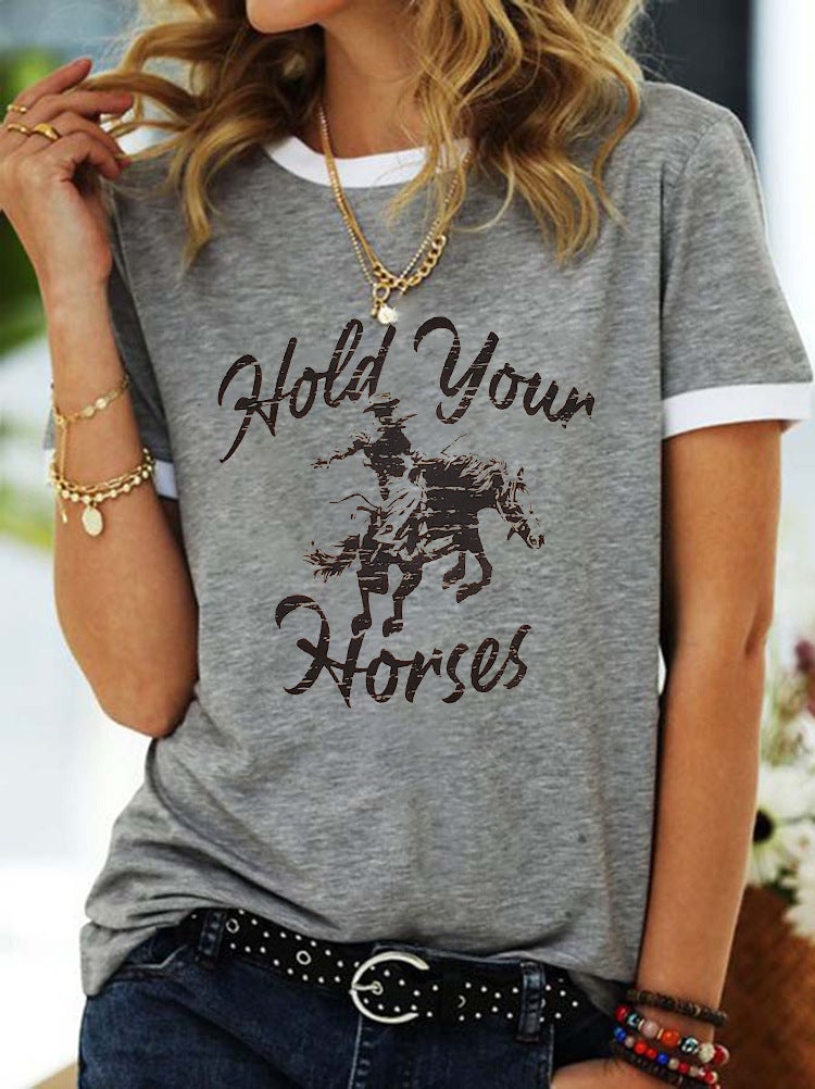 independent station color matching hold your house printed T-shirt female - Image 3