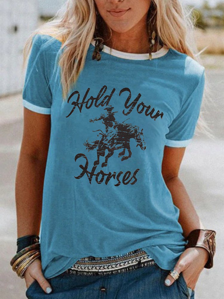 independent station color matching hold your house printed T-shirt female - Image 2