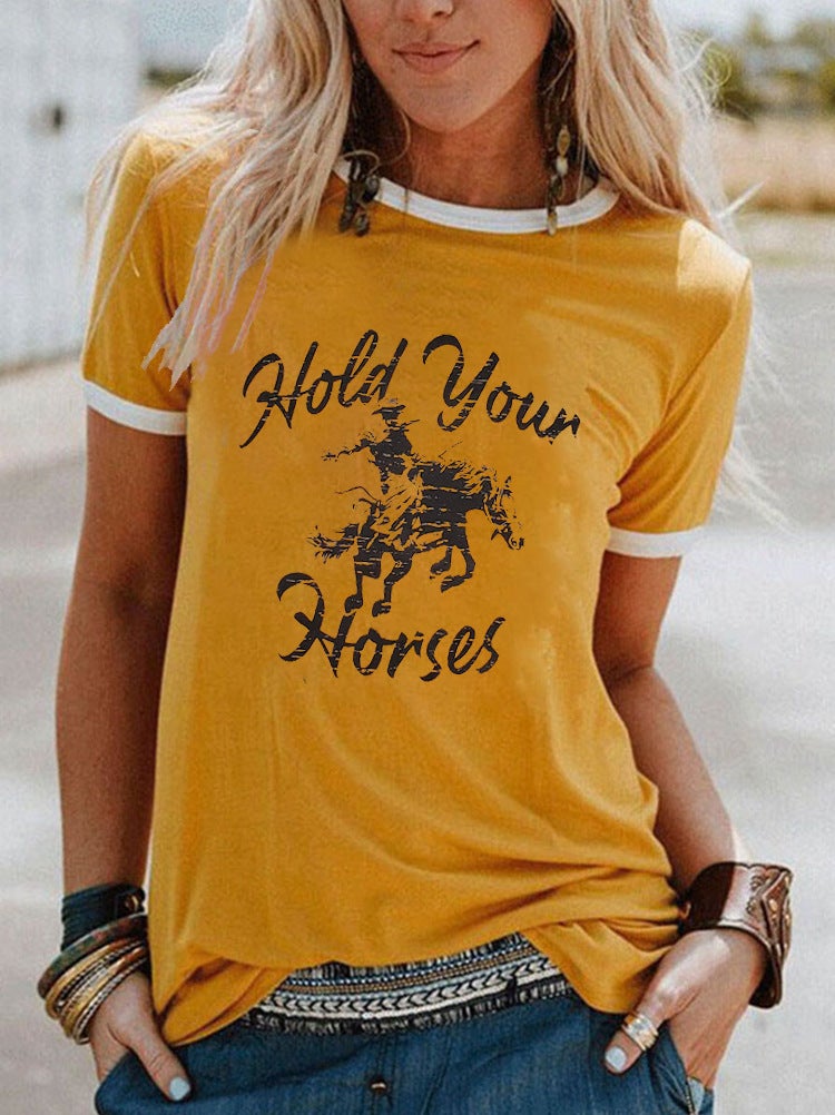 independent station color matching hold your house printed T-shirt female - Image 1