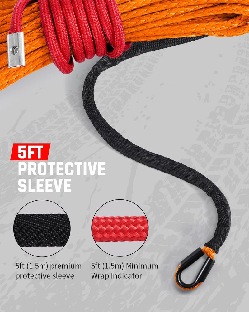 Daydoor Synthetic Winch Rope  1/4 Inch X 50Ft 10 000Lbs Synthetic Winch Line  Winch Cable For Offroad Vehicle 4Wd Atv Utv  Synthetic Rope With Forged Winch Hook And Rubber Stopper (Orange) - Image 4
