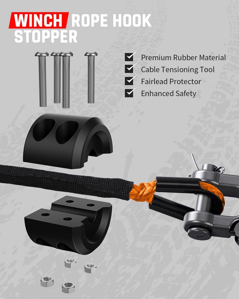 Daydoor Synthetic Winch Rope  1/4 Inch X 50Ft 10 000Lbs Synthetic Winch Line  Winch Cable For Offroad Vehicle 4Wd Atv Utv  Synthetic Rope With Forged Winch Hook And Rubber Stopper (Orange) - Image 5
