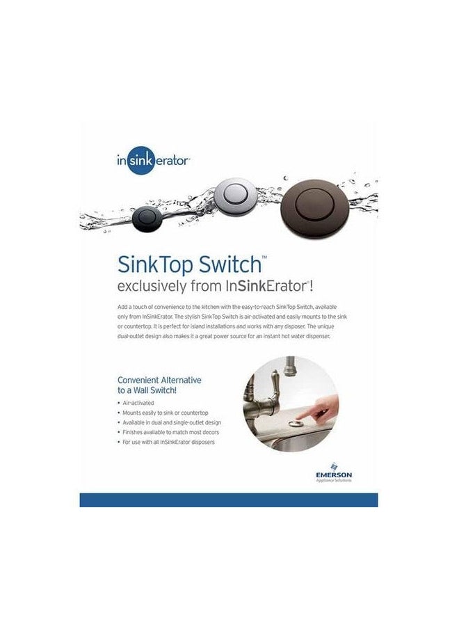 insinkerator InSinkErator STS-00 Dual Outlet SinkTop, Chrome & White Sink Top Switch, Single, Chrome/White 