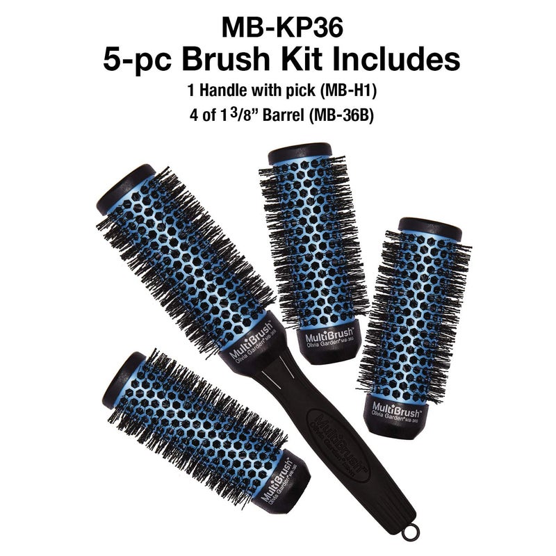 Olivia Garden MultiBrush Detachable Thermal Styling Hair Brush (5-Piece Kit 1 3/8" 36mm) - Image 2