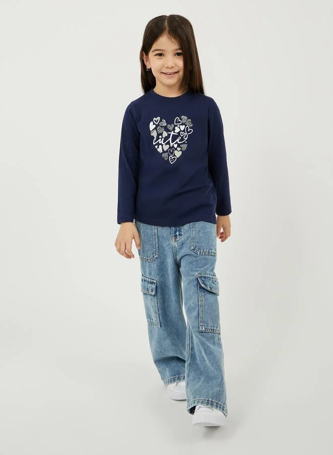 Styli Heart Graphic Print Round Neck T-Shirt