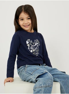 Heart Graphic Print Round Neck T-Shirt