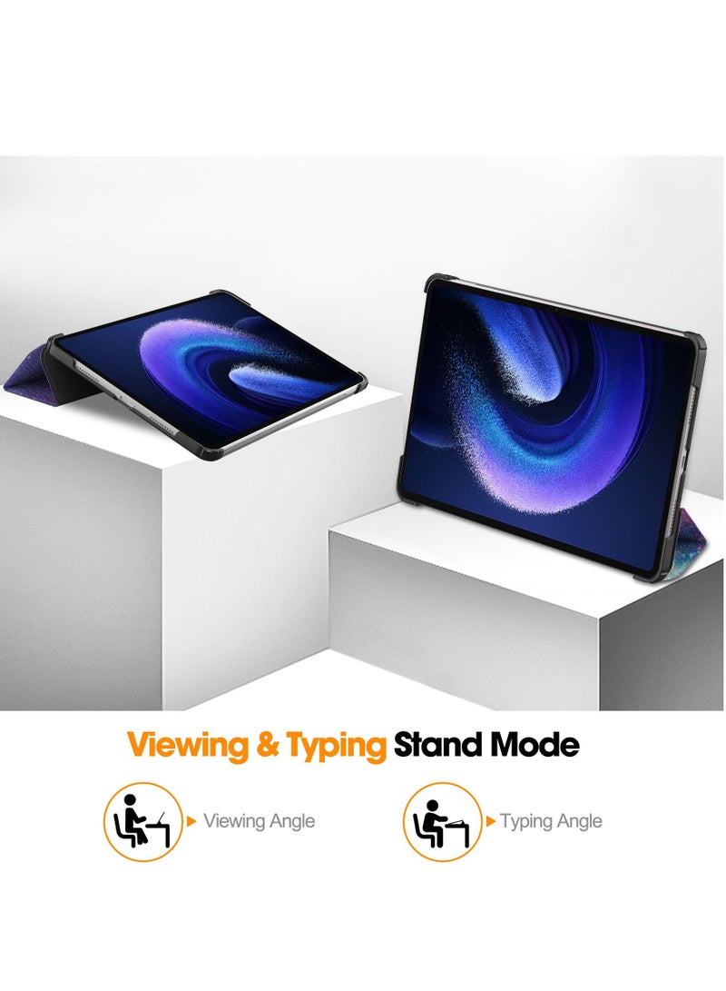 Case for Xiaomi Pad 6/6 Pro 11 Inch Released 2023 Tri Fold Slim Lightweight Hard Shell Smart Protective Cover with Multi-Angle Stand for Xiaomi Pad 6/6 Pro 11 Inch (Milky Way) - Image 2