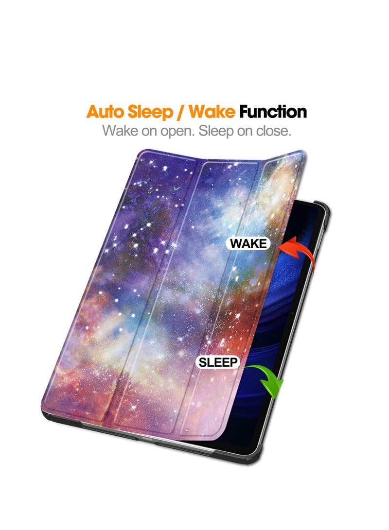 Case for Xiaomi Pad 6/6 Pro 11 Inch Released 2023 Tri Fold Slim Lightweight Hard Shell Smart Protective Cover with Multi-Angle Stand for Xiaomi Pad 6/6 Pro 11 Inch (Milky Way) - Image 3