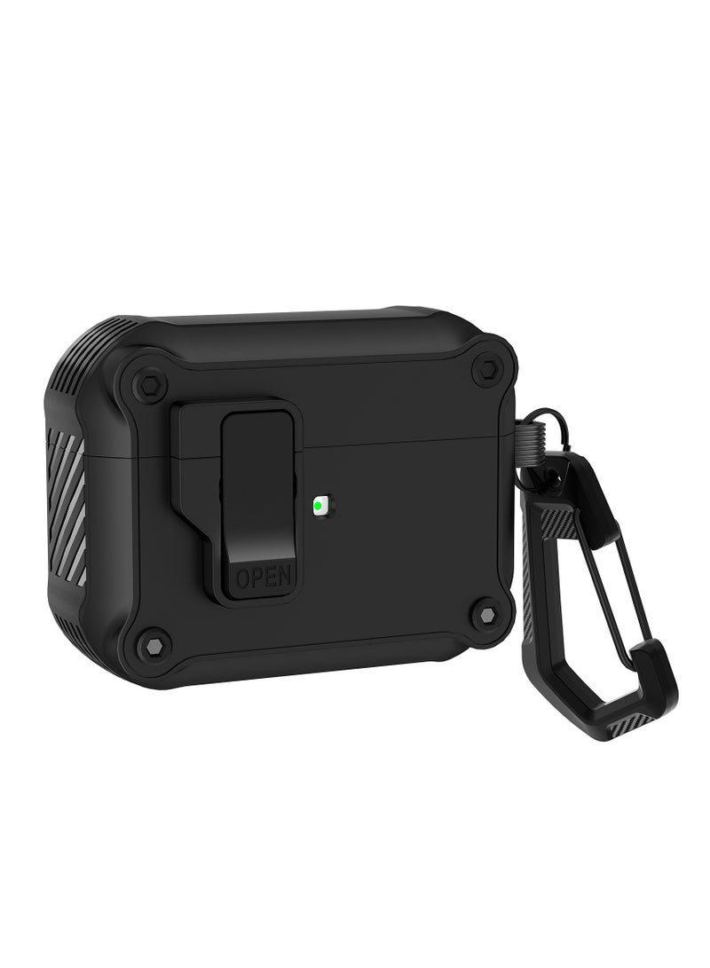 general Airpods pro 2 earphone case with automatic safety lock clip, hard shell full body case, with Apple Airpods pro 2 wireless charging case - Image 1