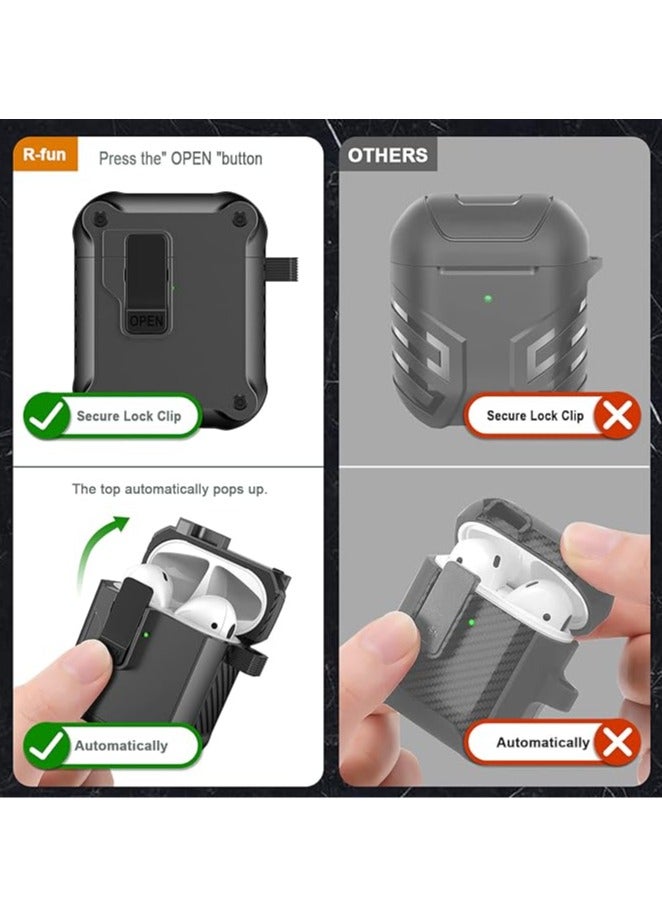 general Airpods pro 2 earphone case with automatic safety lock clip, hard shell full body case, with Apple Airpods pro 2 wireless charging case - Image 2