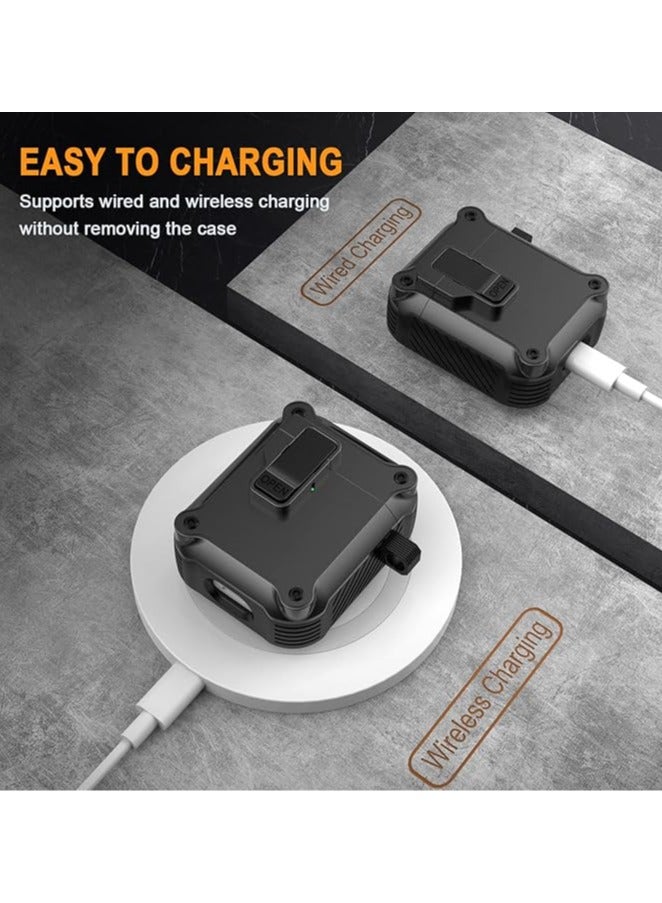 general Airpods pro 2 earphone case with automatic safety lock clip, hard shell full body case, with Apple Airpods pro 2 wireless charging case - Image 5