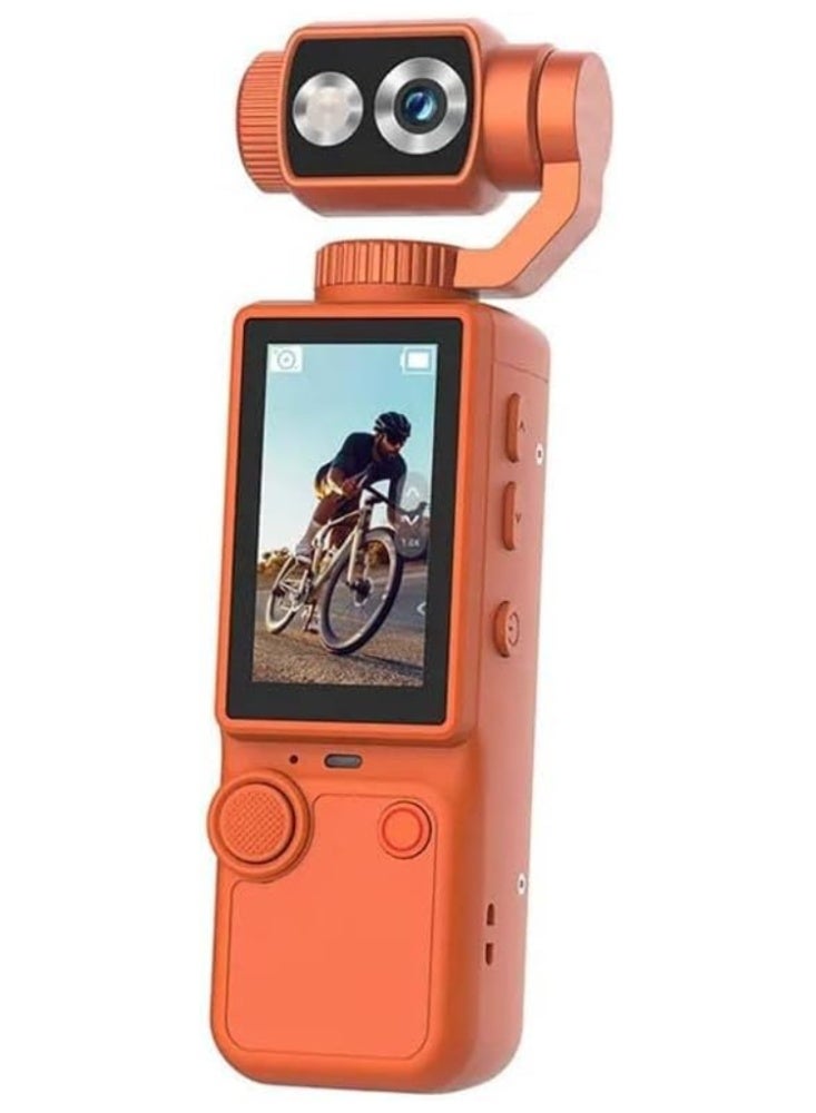 MUNTAQI Q-8 4K Ultra HD Pocket Vlog Camera with 1-Inch Sensor, 3-Axis Stabilizer, Orange - Image 1