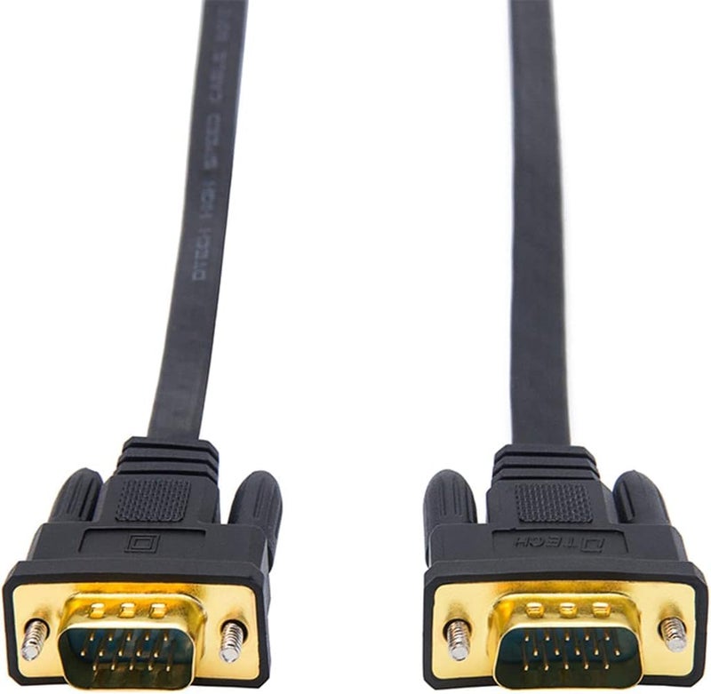 D-tech Ultra Thin Flat Type Computer Monitor VGA Cable Standard 15 Pin Male to Male Connector SVGA Wire - Black -3M - Image 3