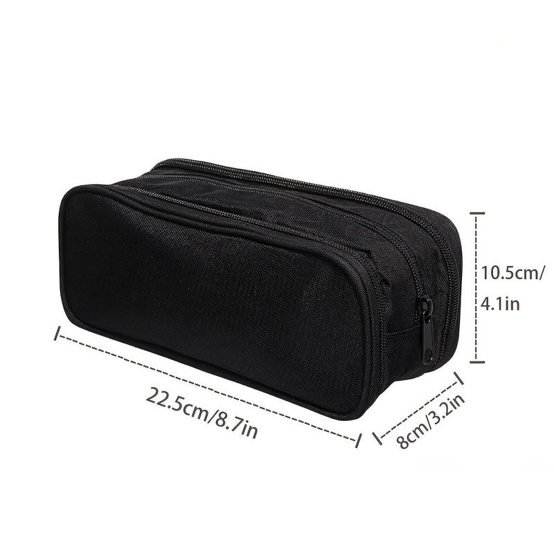 Black Large Capacity Pencil Case Portable Canvas Storage Bag - Image 2