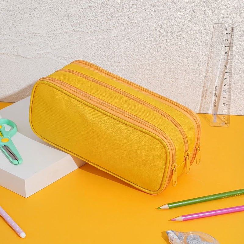 Black Large Capacity Pencil Case Portable Canvas Storage Bag - Image 3