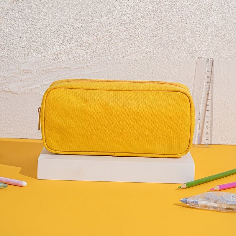 Black Large Capacity Pencil Case Portable Canvas Storage Bag - Image 4