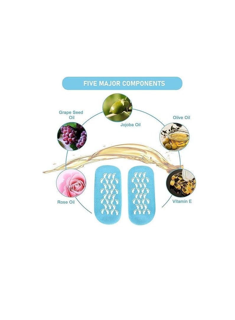 شرابات SPA چيل مرطبة للعناية بالبشرة ترطيب عميق، إصلاح التشققات، وتنعيم القدمين بزيوت معدنية عالية الجودة M (ازرق) - Image 2