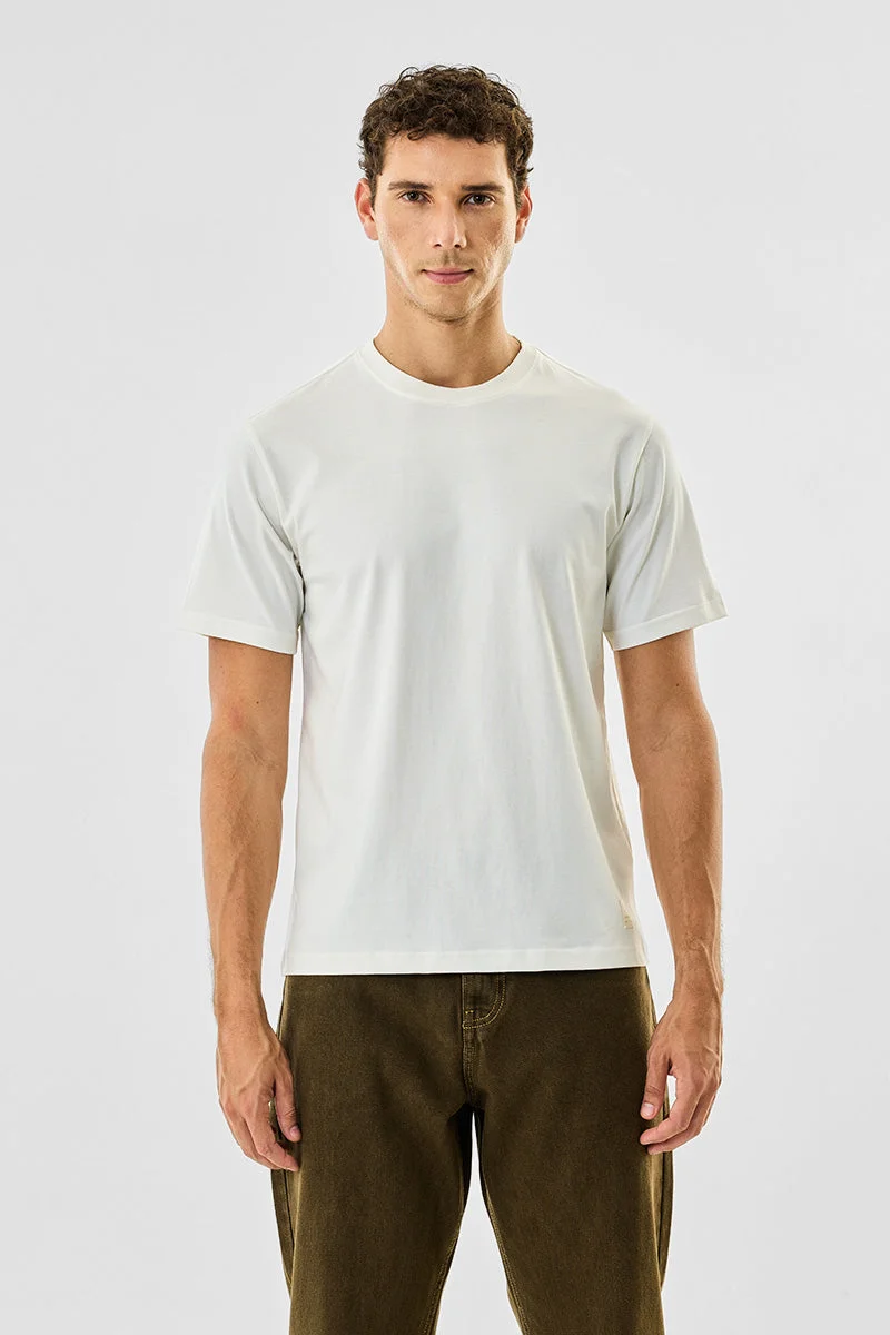 Snitch White 100% Cotton Crew Neck Core Lab T-Shirt for Men | Best Price UAE
