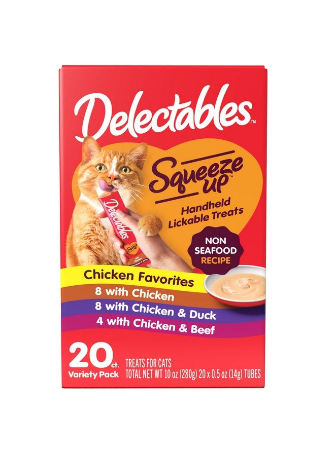 هارتز مجموعة متنوعة من مكافآت القطط القابلة لللعق من Delectables Squeeze Up Non-Seafood، 20 قطعة (عبوة من قطعة واحدة) - Image 1