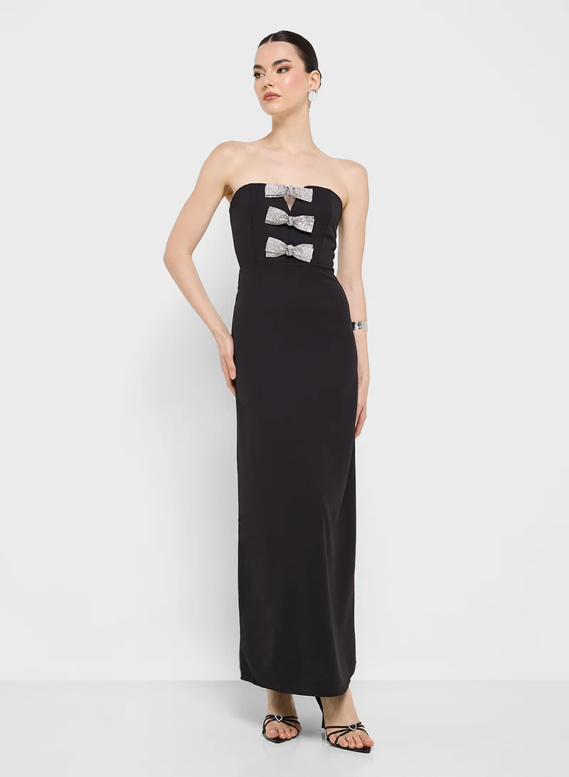 جينجر بوتيك Bow Embellished Dress
