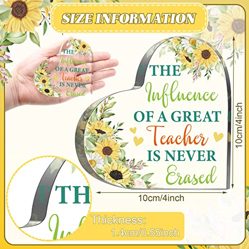 Perthlin Acrylic Best Teacher Christmas Appreciation Gifts for Women Thank You Teacher Gifts from Student Christmas Retirement Present for Office Desk Paperweight Keepsake Decor(Heart Sunflower) - Image 3