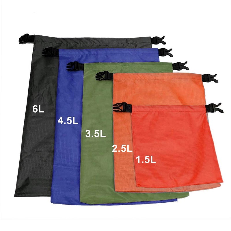 Pimoys 5-Pack Waterproof Dry Bag, Lightweight Dry Sack, Outdoor Ripstop Roll Top Drybags Backpack for Rafting, Boating, Camping, Hiking, Swimming, Beach(1.5L, 2.5L, 3.5L, 4.5L, 6L) - Image 3