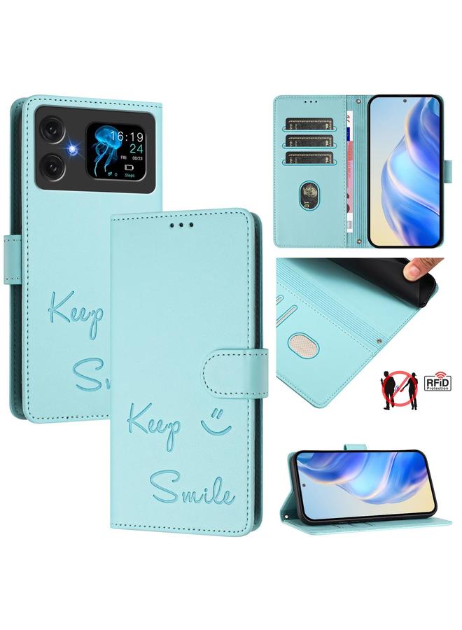 Zaboon Case For Cubot A20 Smile Embossing RFID Leather Phone Case - Image 1