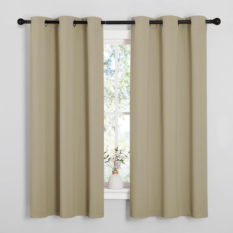 NICETOWN Thermal Insulated Grommet Room Darkening Curtains/Draperies/Panels for Bedroom (Cocoa Eggnog, 2 Panels, W42 x L63 inches) - Image 1