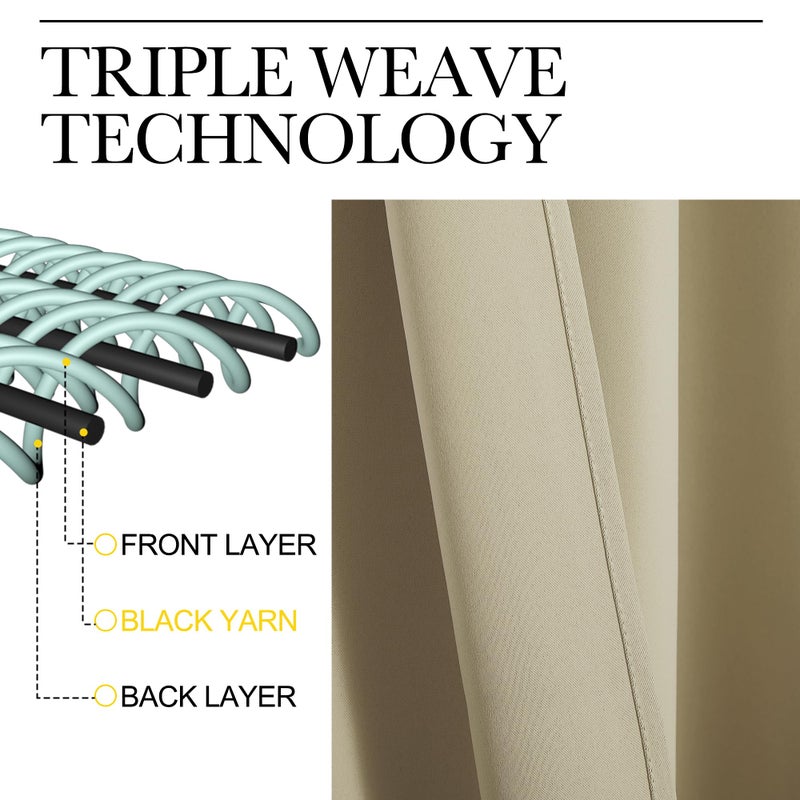 NICETOWN Thermal Insulated Grommet Room Darkening Curtains/Draperies/Panels for Bedroom (Cocoa Eggnog, 2 Panels, W42 x L63 inches) - Image 3