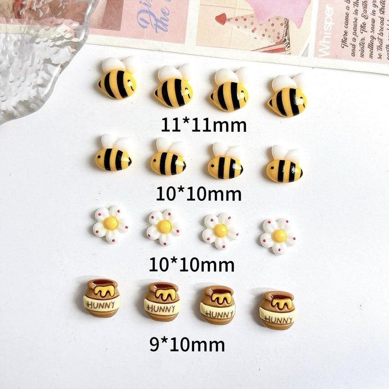 Vopintpy 20 Pcs Cartoon Bee Nail Charms for Nail Art Cute Flower Nail Charms Resin Design Nail Decorations Nail Art Charms Nail Supplies for Women Acrylic Nails - Image 4